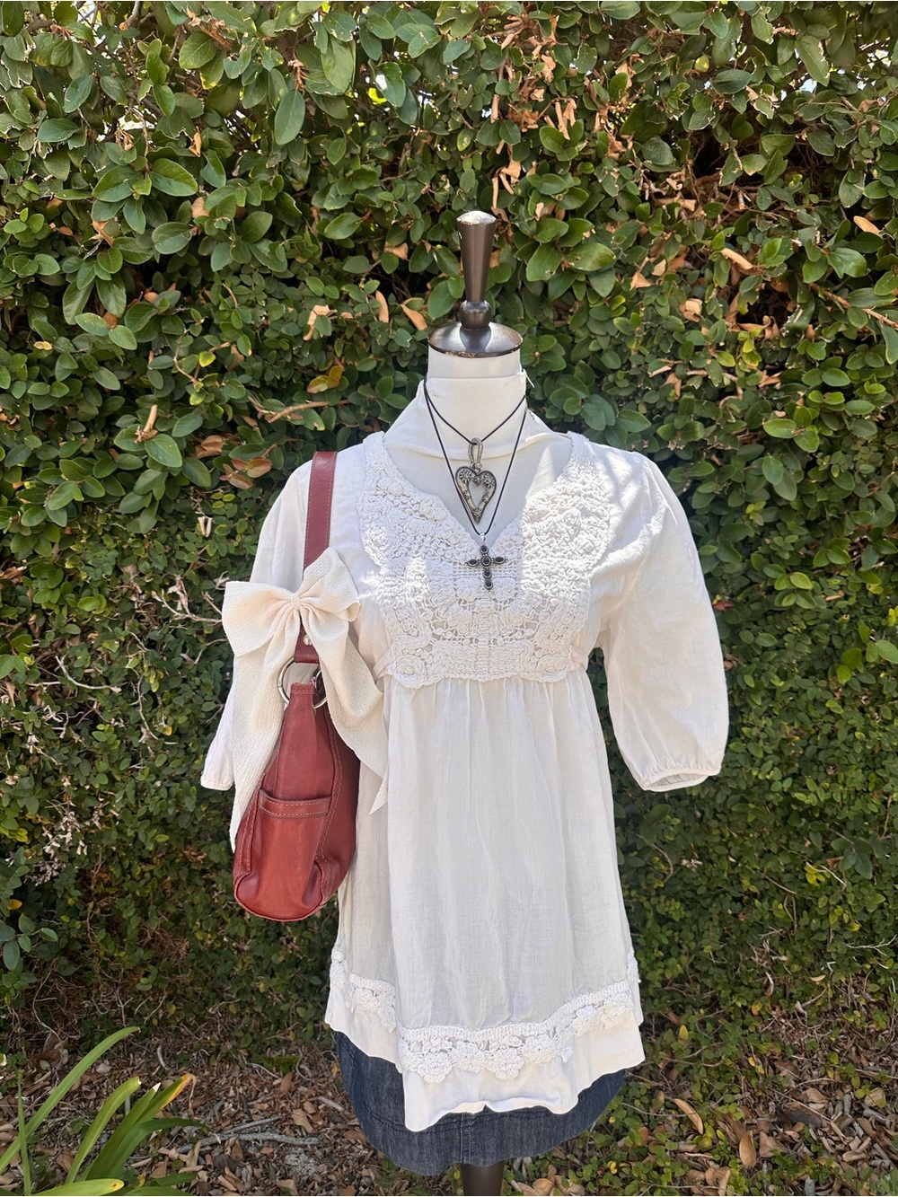 ✨Glassons Cottage Core crochet trim top